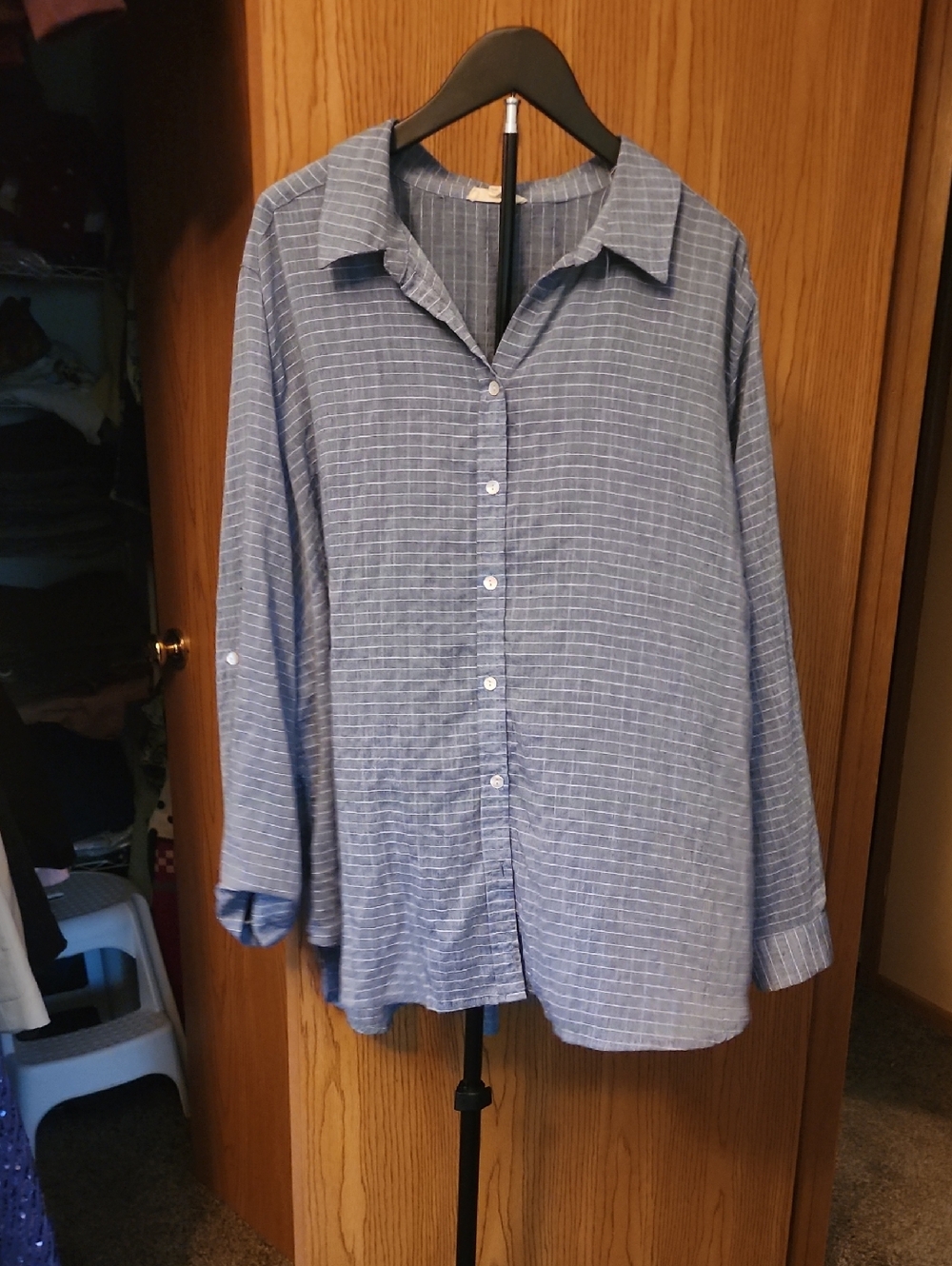 Jane and Delancey Blue Windowpane Button-Down Shirt